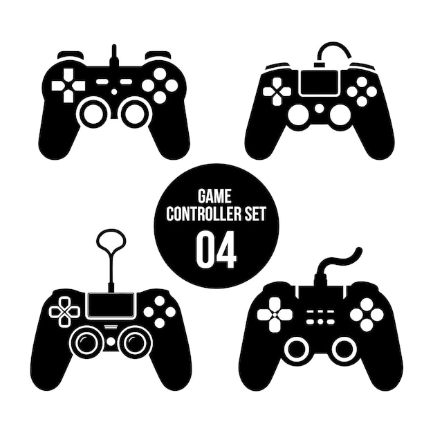 Vector video game controller silhouette vector set video game controller