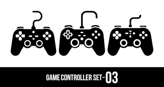 Vector video game controller silhouette vector set video game controller