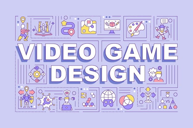 Video game design woord concepten banner