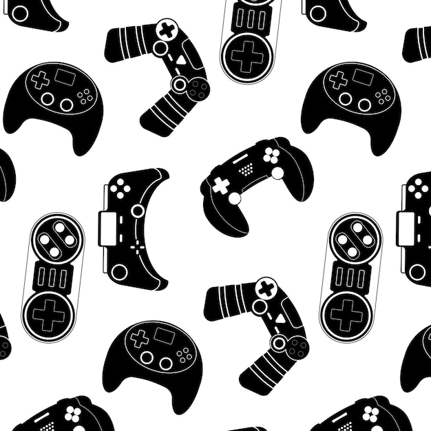 Gadget per videogiochi e motivo bianco nero del joypad