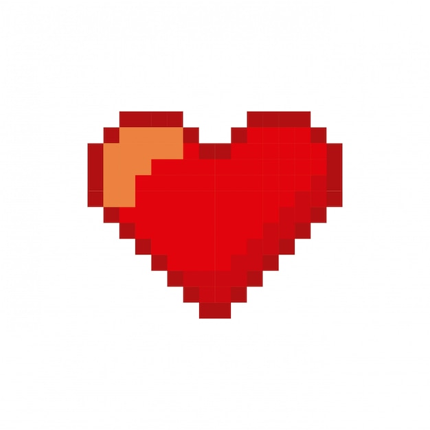 Vector video game heart pixelated icon