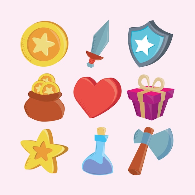 Vector video game icons