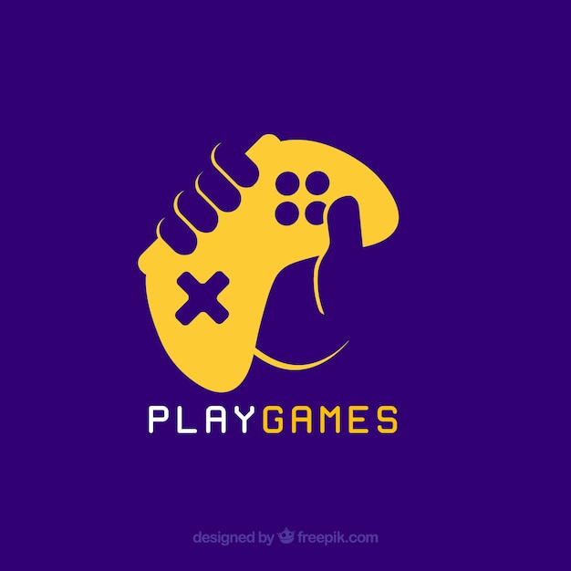 Video game logo template with joystick