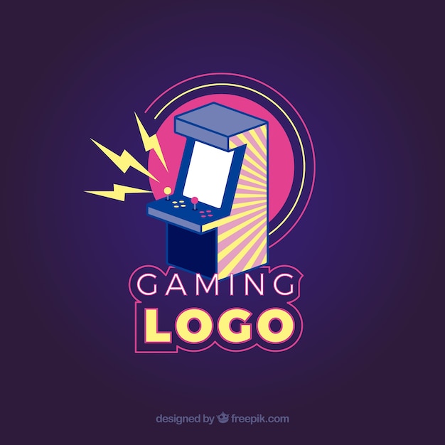 Modello di logo del video gioco con stile retrò