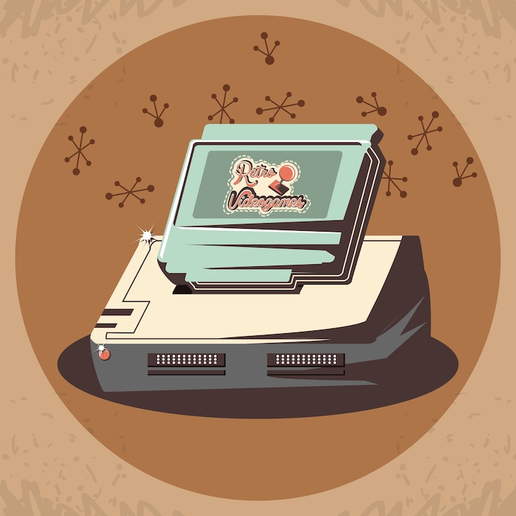 Vector video game retro with console vector illustration design