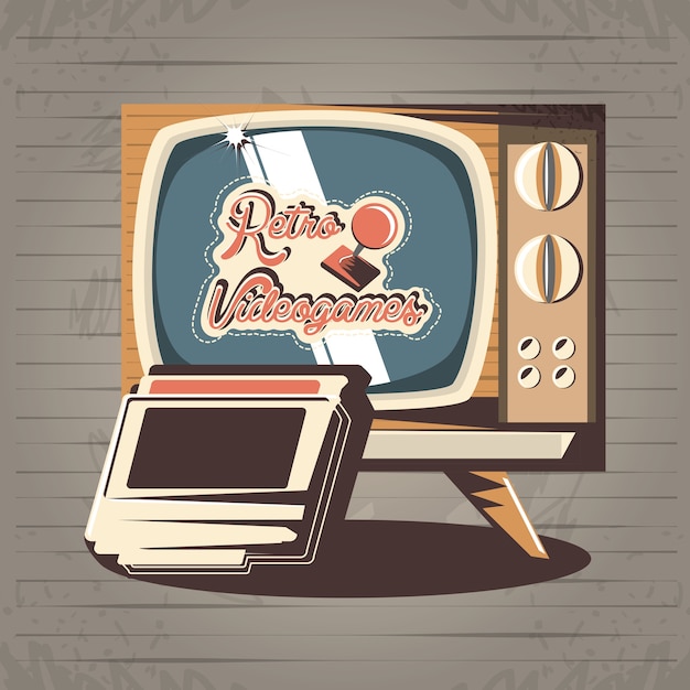 video game retro with tv vector illustration design