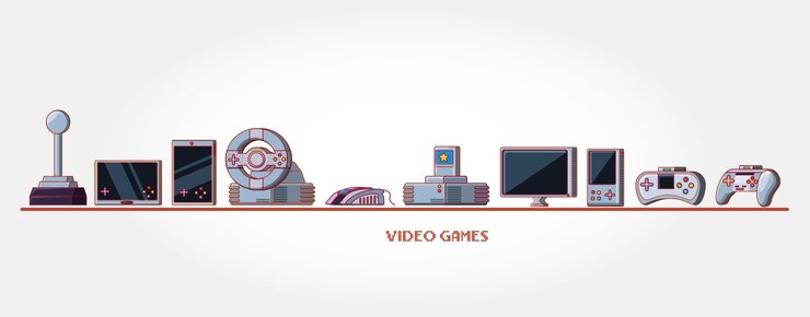 Vector video game set consoles icons 