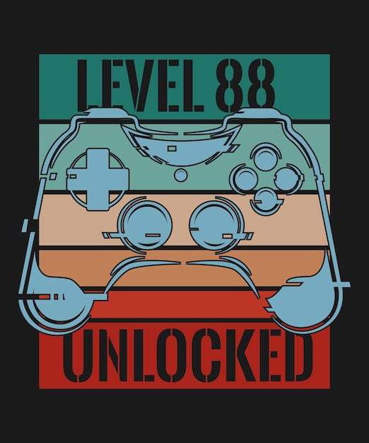 Video game t - shirt with the title level 88 unlocked.