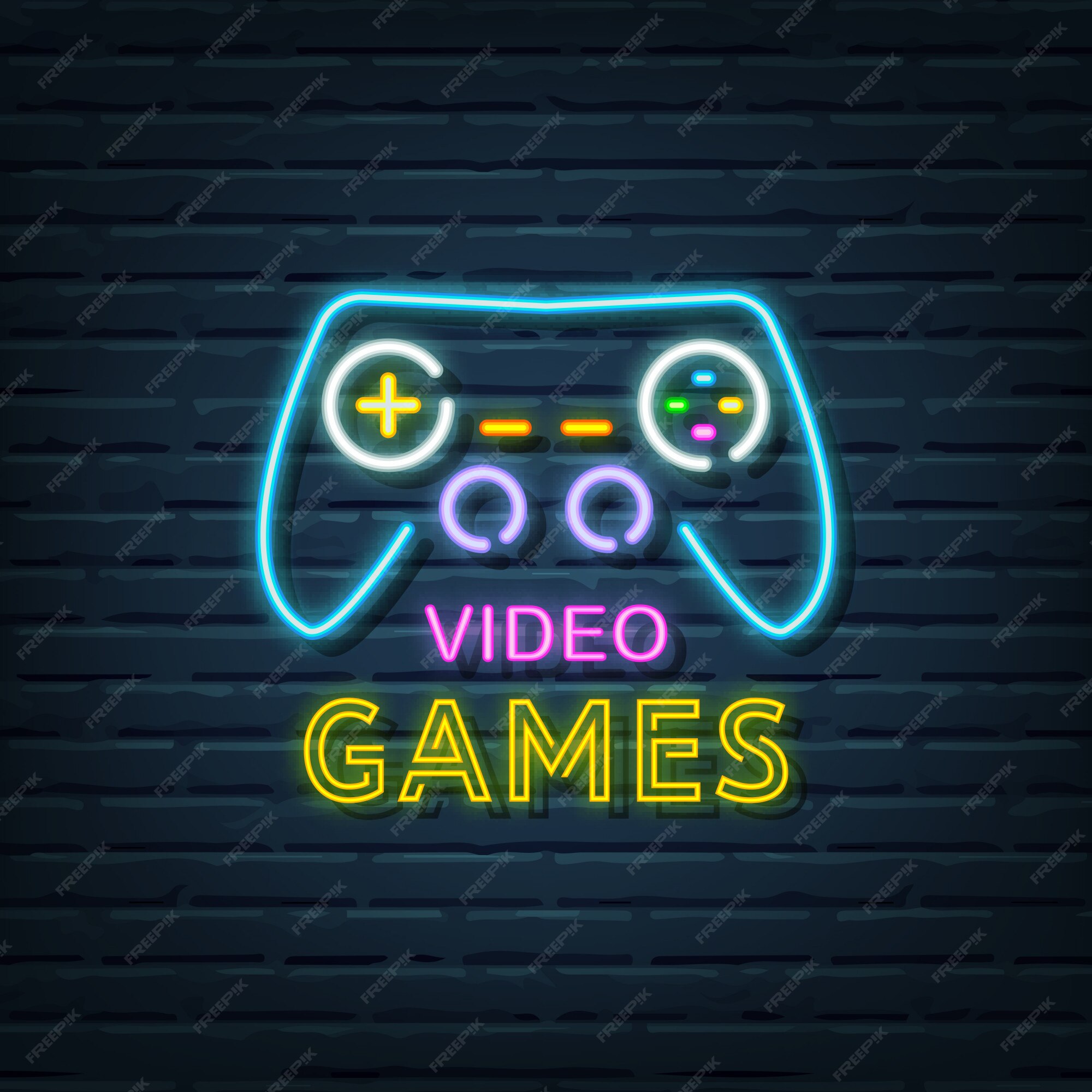 Neon video games Royalty Free Vector Image - VectorStock