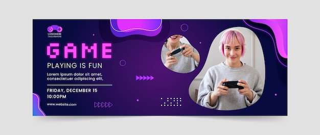 Vector video gaming and leisure social media cover template