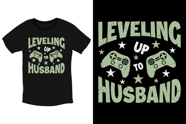 Vector video gaming-nivellering tot man cool typografie t-shirt