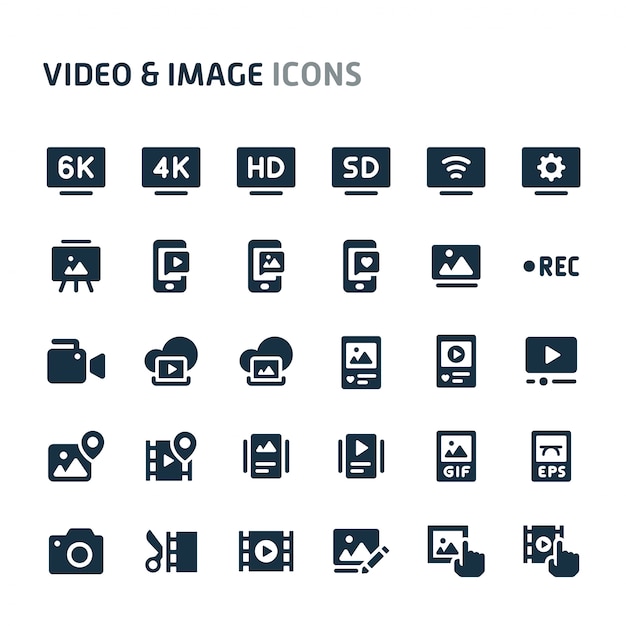 Video & Images Icon Set. Fillio Black Icon Series.