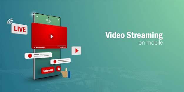 Video Live Streaming Concept, Watch And Live A Video Streaming On Smartphone With Social Media