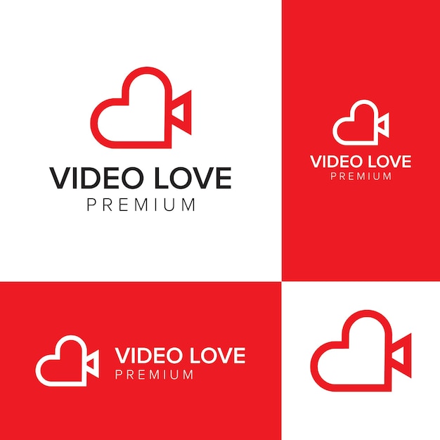 Modello di vettore dell'icona del logo dell'amore video