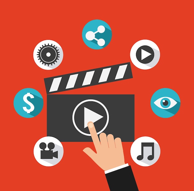 Progettazione di video marketing, grafico dell'illustrazione eps10 di vettore