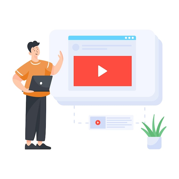 Video marketing flat vector premium illustration