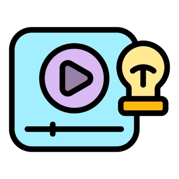 Video marketing idee icoon Outline video marketing idee vector icoon kleur vlak geïsoleerd