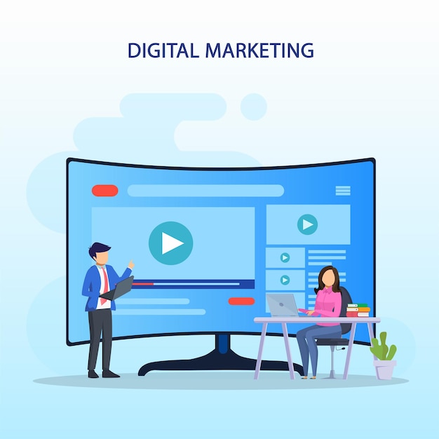 Video marketing vector illustration conceptual design