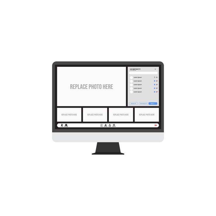 Vector video meeting conference mockup with employees