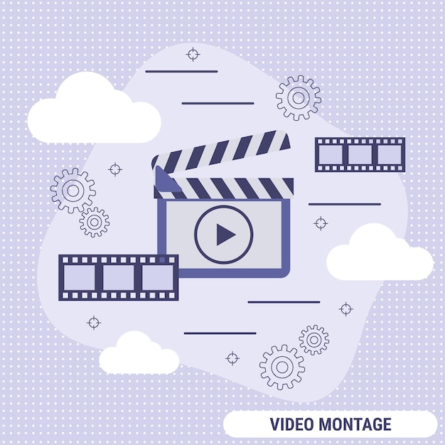 Video montage platte ontwerp stijl vector concept illustratie