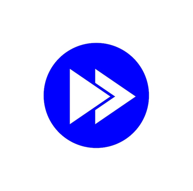 video music interface forward icon. forward symbol on blue color.