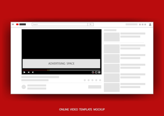 Video online channels web template mock up with space for advertising vector illustration.