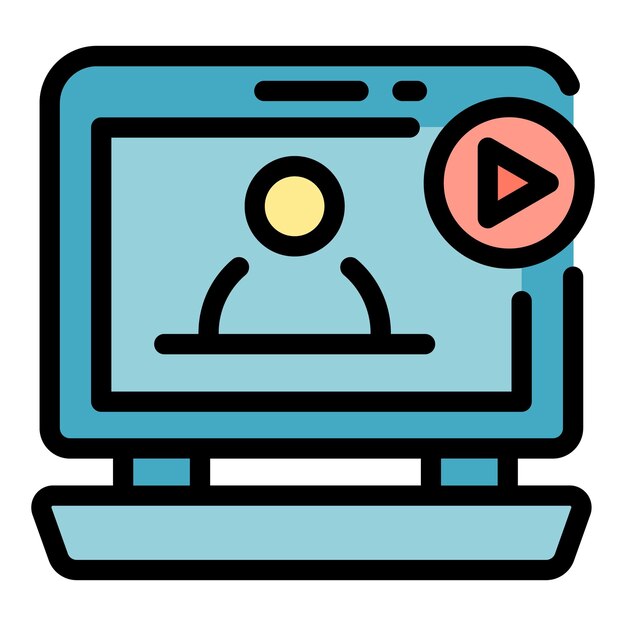 Vettore icona di riunione video online contorno di video riunione online vettoriale icona colore piatto isolato