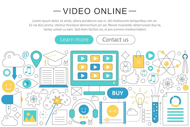 Video online technology flat line concept