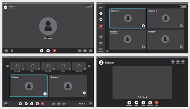 Video-oproepinterface video-oproepscherm ui-pictogrammen