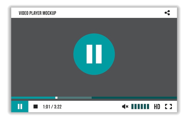 Video pauze scherm interface media app bar mockup