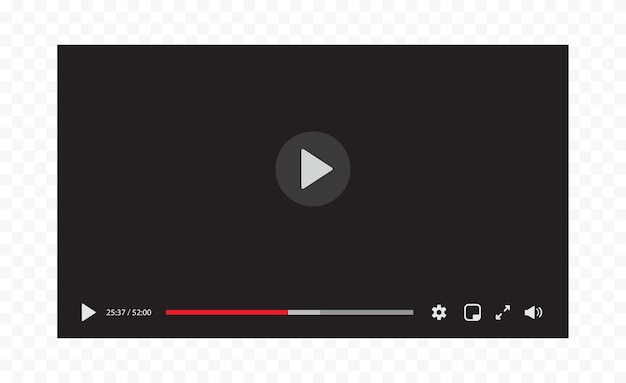 Vector video player interface isolated on transparent background video streaming template