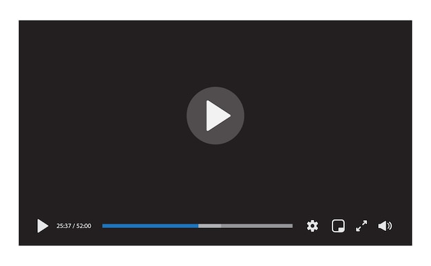 Vector video player interface isolated on white