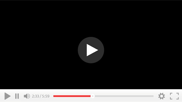 Vector video player interface. play button. play video.