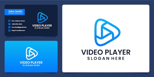 video player logo design and business card template