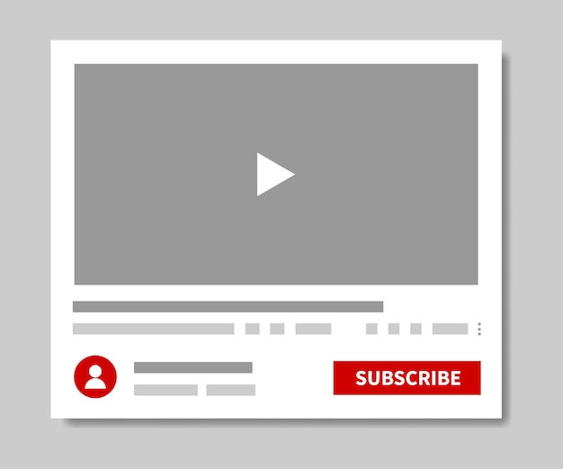 Video player mockup Video on channel template illustration