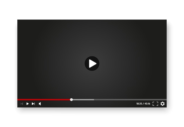Video player. realistic vector screen movie window template.
