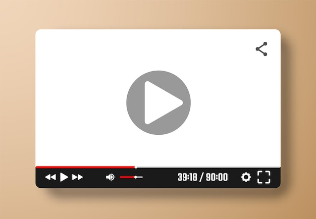 Шаблон видеоплеера для веб-приложений или мобильных приложений Векторная иллюстрация