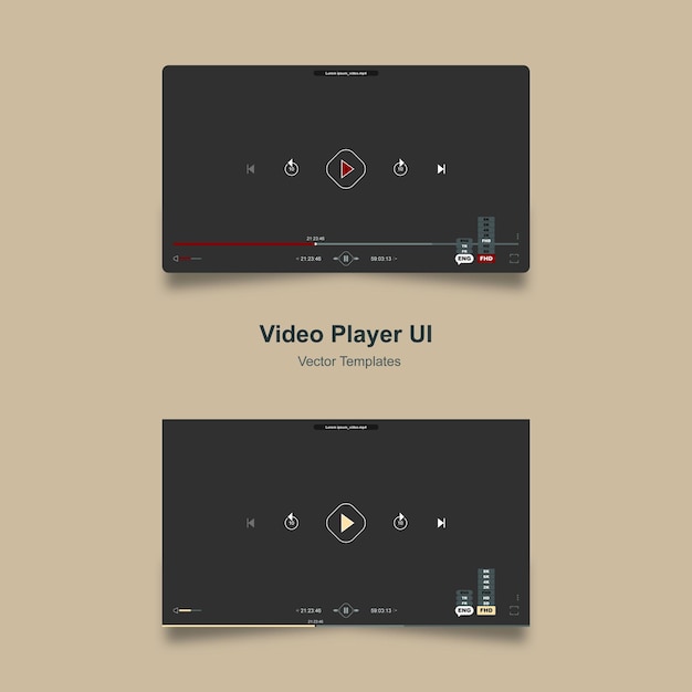 Video Player UI Vector Templates