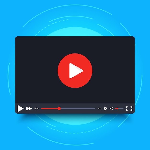 Vector video player vector frame on blue background