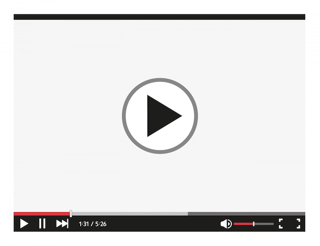 Video player for web and mobile apps flat style.