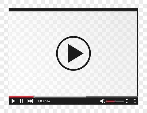 Vector video player for web and mobile apps flat style.