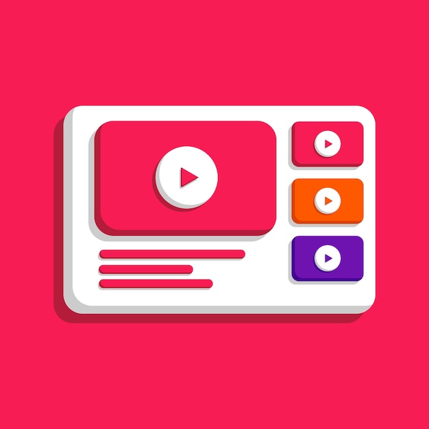 Video player web page play button Video streaming multimedia concept 3d vector icon Cartoon minimal style