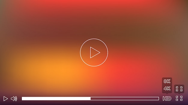 Vector video player window with menu and buttons panel