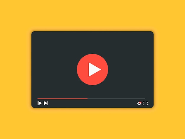 Video player with shadow for web and mobile apps. Video player interface background - vector illustration