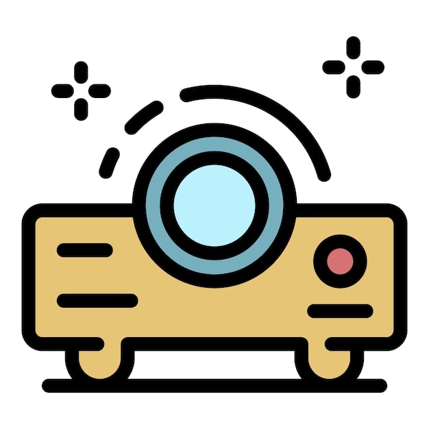 Video projector icoon Outline video projector vector icoon kleur vlak geïsoleerd