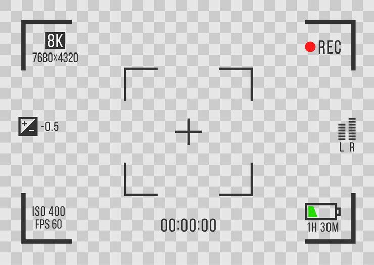 Vector video recording screens on transparent background