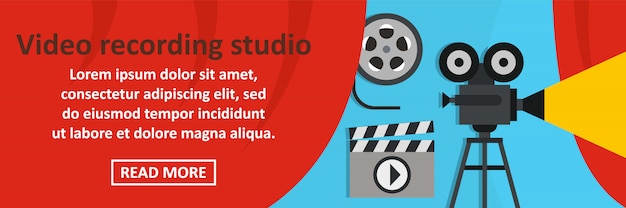 Vector video recording studio banner horizontal concept