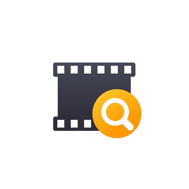 Video search vector icon on white
