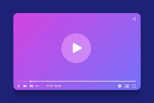 Vector video streaming media player template. mockup live stream window, player. online broadcasting.