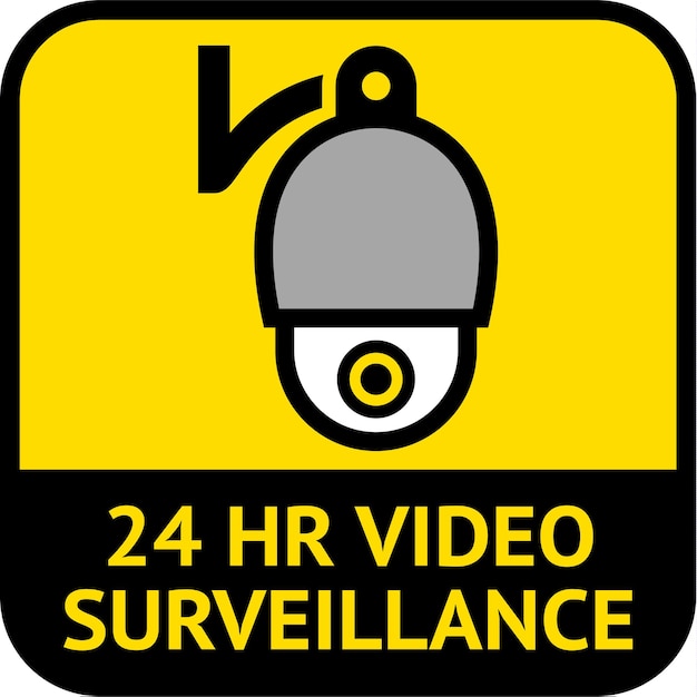 Video surveillance, cctv label square shape, illustration